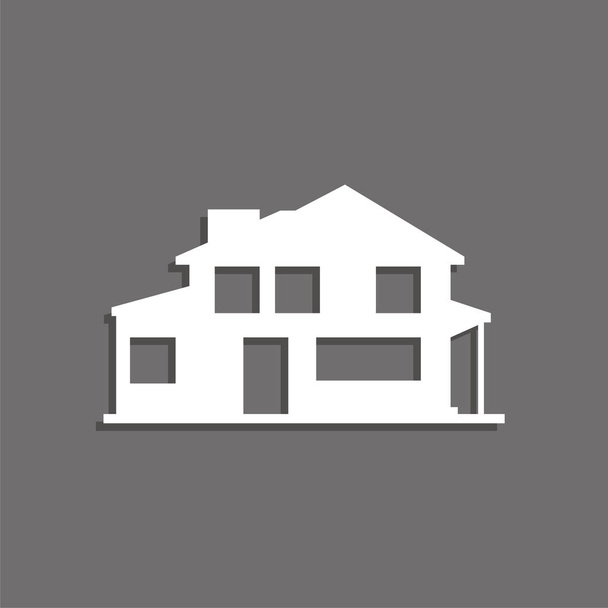 A private house. Vector icon. White image with a shadow on a gray background. - Вектор, зображення