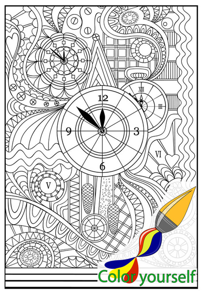 Janela de vidro manchado O relógio para colorir-se
 - Vetor, Imagem