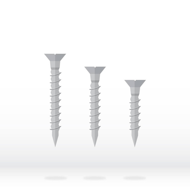 Screws logo template. Three screws of different sizes vector icons with shadow. - Vector, Image