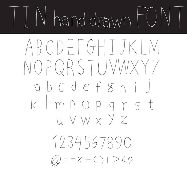 hand drawn Doodle tin font cute vector line art illustration - Vector, Image