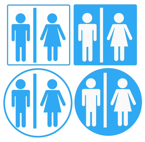 ein Mann und eine Dame Toilettenschild, Toilettenschild auf weißem Hintergrund - Vektor, Bild