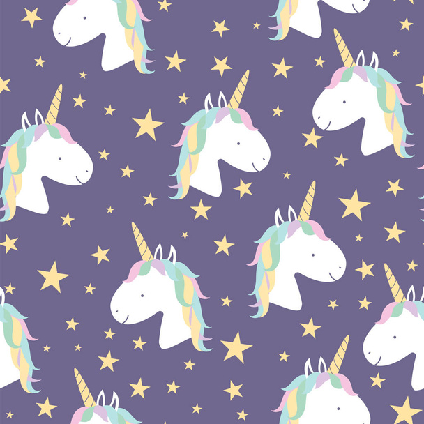 Vector seamless pattern with magical unicorns.  - Vektör, Görsel