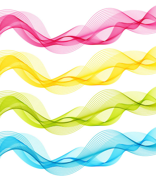 Комплект из голубого, зеленого, розового, желтого абстрактных изолированных прозрачных W
 - Вектор,изображение