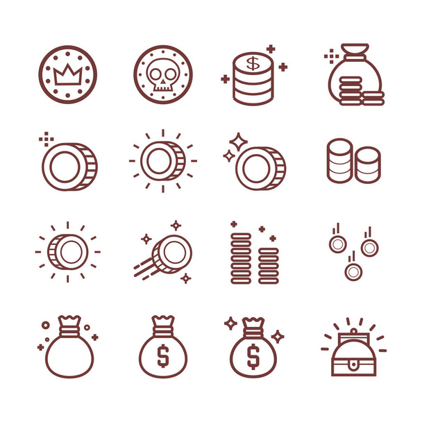 Vector Conjunto de iconos de línea de dinero aislados en blanco. Ilustración vectorial
 - Vector, imagen