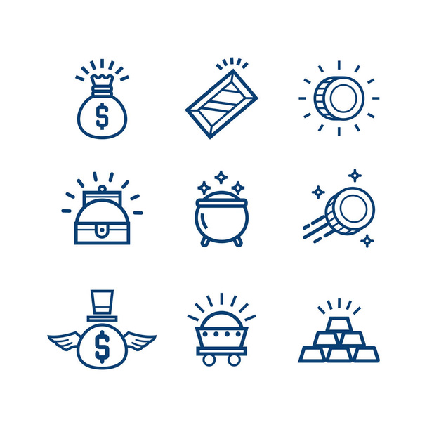 Vector Conjunto de iconos de línea de dinero aislados en blanco. Ilustración vectorial
 - Vector, imagen