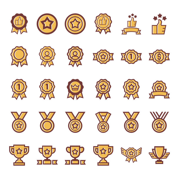 Conjunto de iconos de línea vectorial de premios y premios
 - Vector, Imagen