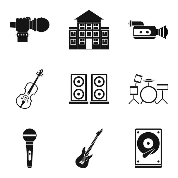Stage performance icons set, isometric style - Vector, Imagen