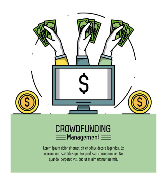 Infografía de gestión de Crowfunding
 - Vector, Imagen