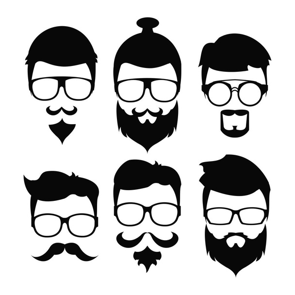 Cabelo de barba de Hipster e acessórios
 - Vetor, Imagem