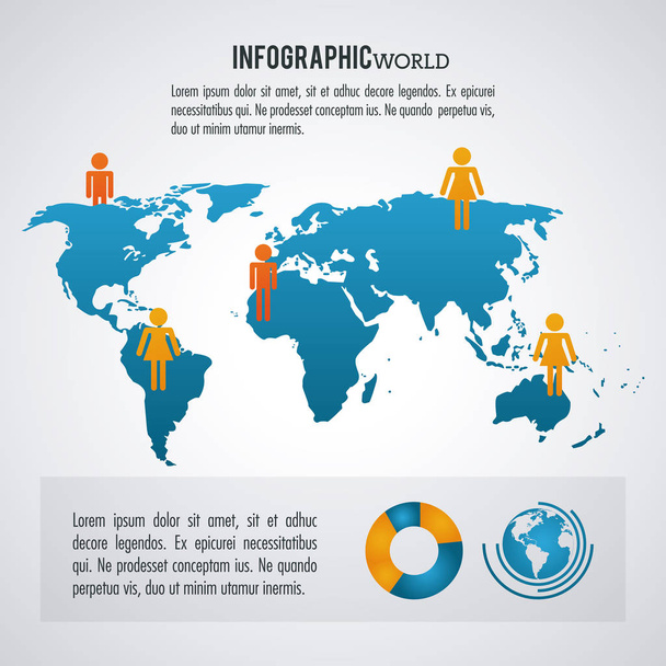 Earth world infographic population - Vettoriali, immagini