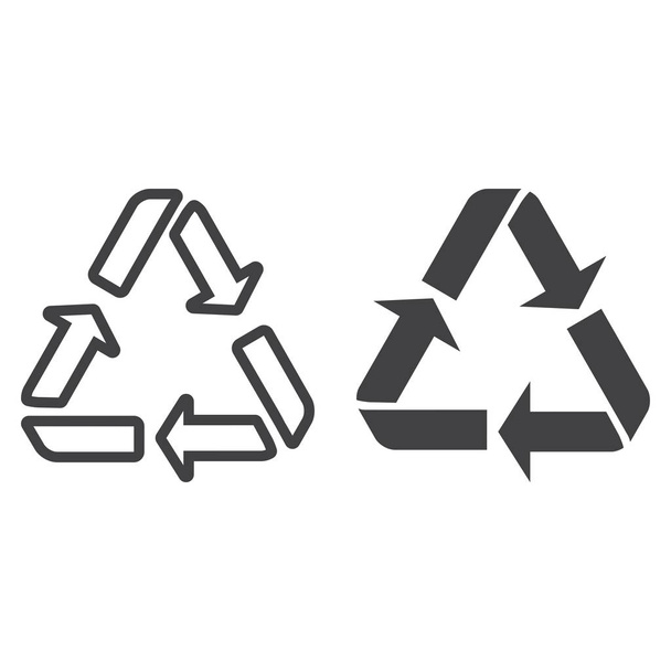 Recycle symbool lijn en glyph pictogram, eco en levering, pijlen tekenen vector graphics, een lineair patroon op een witte achtergrond, eps 10. - Vector, afbeelding