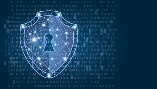 Concepto de seguridad cibernética: Escudo sobre fondo de datos digitales. ilustración
 - Foto, imagen