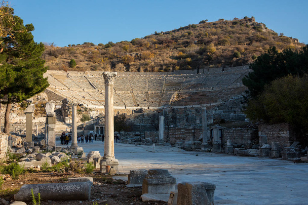Assos Antique Amphitheatre. Ruins of the Amphitheatre at the ancient city of Assos. Behramkale, Canakkale,Turkey - Photo, Image