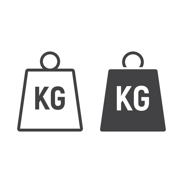 Weight symbol line and glyph icon, logistic and delivery, kilogram sign vector graphics, a linear pattern on a white background, eps 10. - Vector, Image