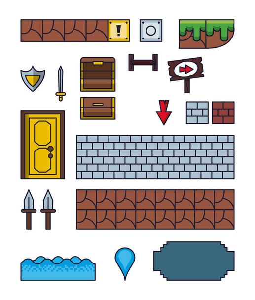 Pixelated game icons - Vecteur, image