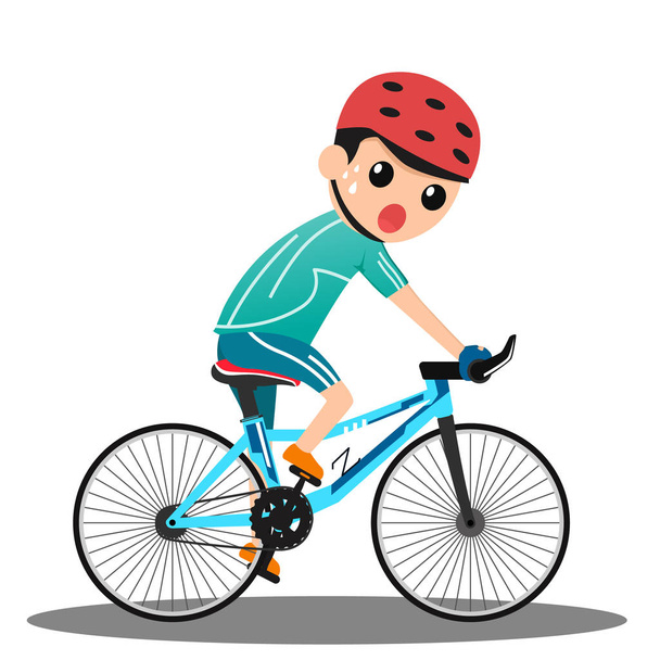 Ciclista de carreras en acción. hombre de dibujos animados ciclismo editable vector il
 - Vector, Imagen