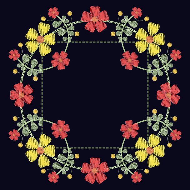 Kukkakuvio mustalla pohjalla
 - Vektori, kuva
