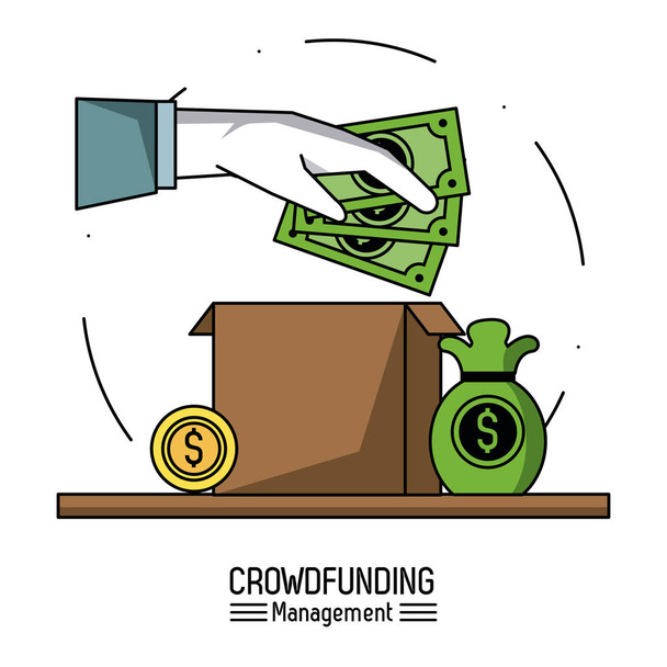 Infografía de gestión de Crowfunding
 - Vector, Imagen