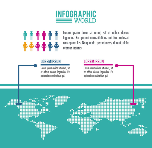Země světa infografika populace - Vektor, obrázek