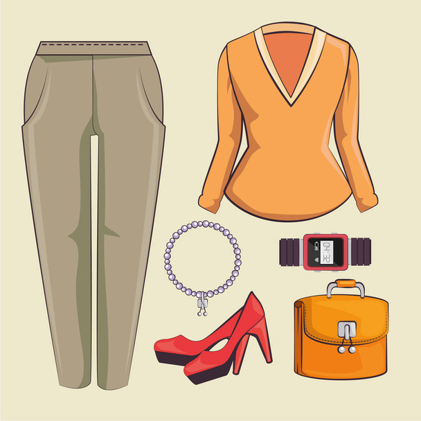 stylish woman fashion accesories  - Vector, Image
