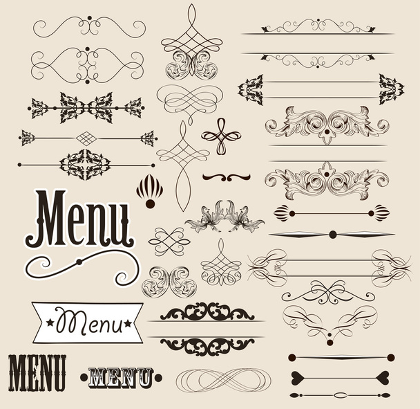 Elementos de diseño caligráfico y decoraciones de página
 - Vector, imagen