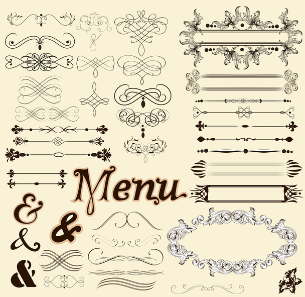 Calligraphic design elements and page decorations in retro style - Vettoriali, immagini