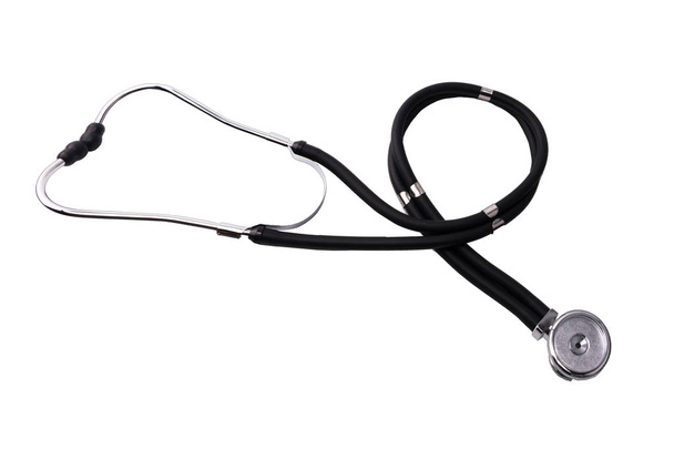 Siyah tüp ile metal gümüş stetoskop - Fotoğraf, Görsel