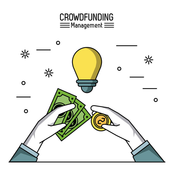 Crowfunding 管理インフォ グラフィック - ベクター画像