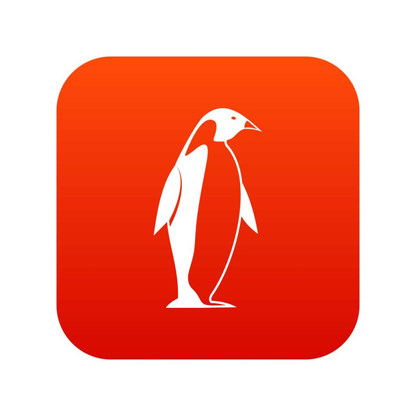 King penguin icon digital red - Vector, Image