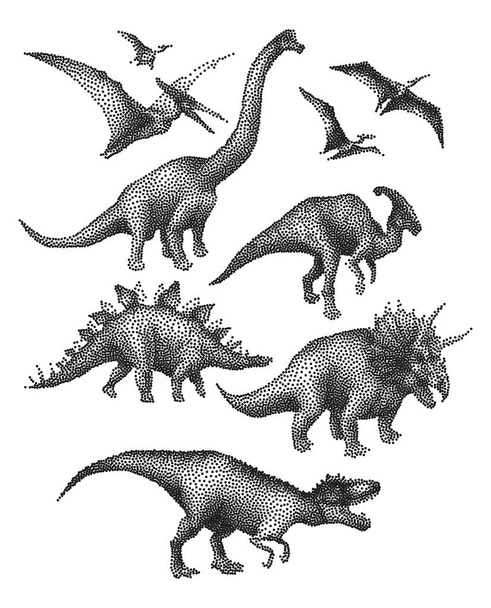 点描技法で恐竜 - ベクター画像