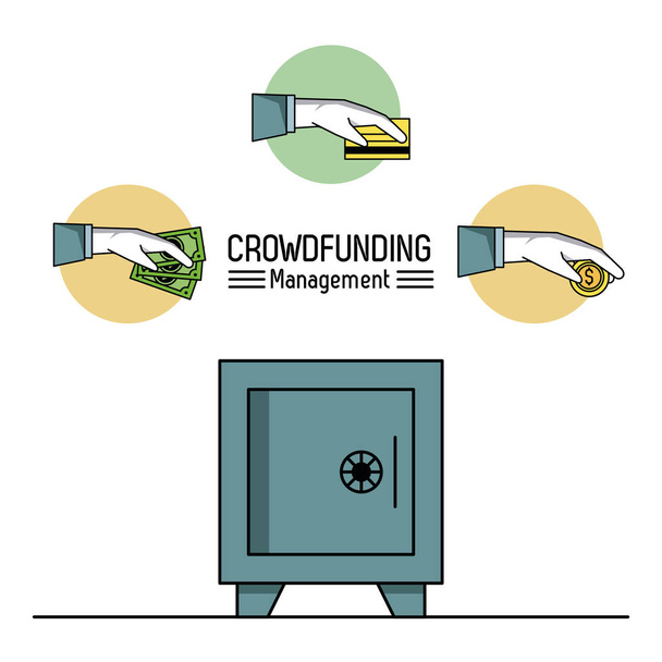 Crowfunding yönetimi Infographic - Vektör, Görsel