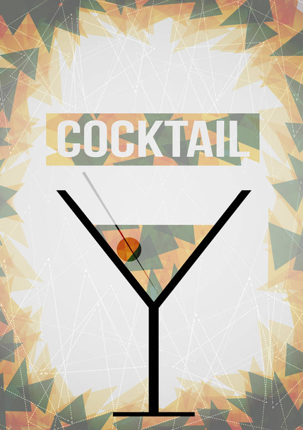 Cocktail Poster Template or Banner - Vector Illustration - Vektör, Görsel