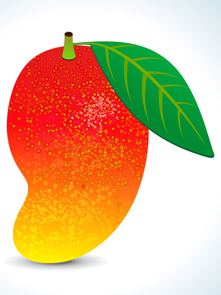 red juicy mango with leaf - Вектор,изображение