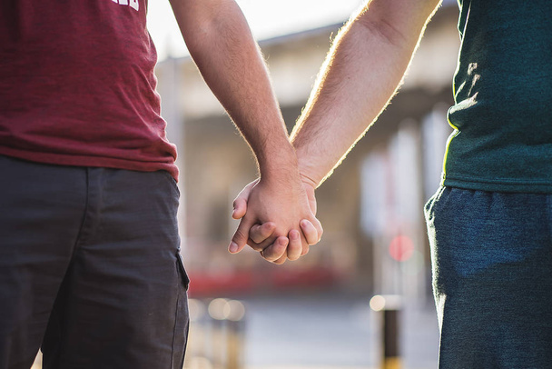 Homosexual couple holding hands - Foto, afbeelding