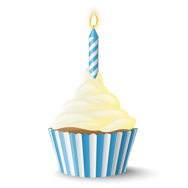 cupcake with candle - Vector, Image
