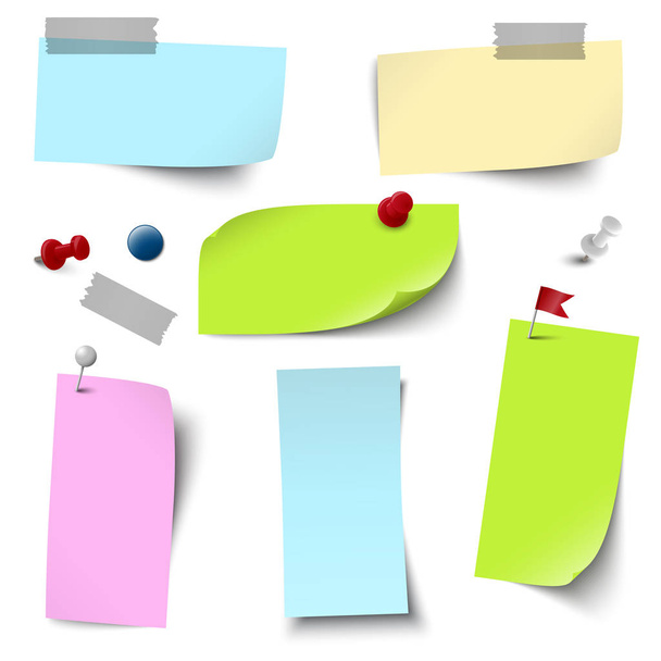 lege gekleurde papieren met accessoires - Vector, afbeelding