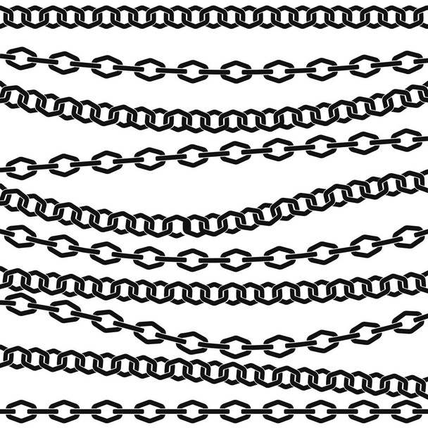 Chain vector pattern. Black silhouette on white background. - Vector, Image