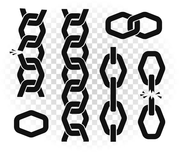 Chain vector template illustration. Vertical metal connected elements on transparent background. - Vector, Image