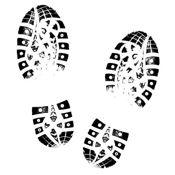 Boot Imprint. Human footprints shoe silhouette. Isolated on white background - Vector, Image