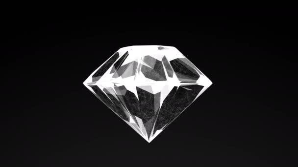 Rotierendes Diamant-3D-Symbol auf schwarzem Hintergrund   - Filmmaterial, Video