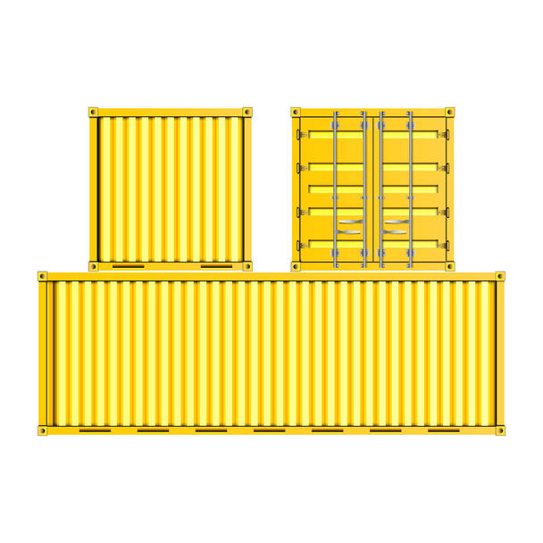 Жовтий перевезення вантажів у контейнерах, відсічний контур - Вектор, зображення