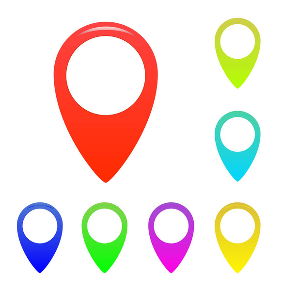 Map marker, map pin vector. Map markers with circles with blank space. - Вектор,изображение
