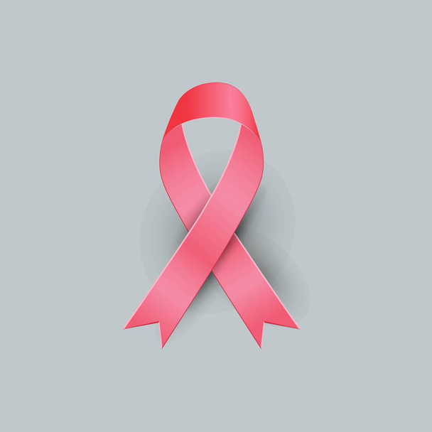 Ρεαλιστική ροζ κορδέλα και μαστού Καρκίνος εικονίδιο, εικονογράφηση διάνυσμα - Διάνυσμα, εικόνα