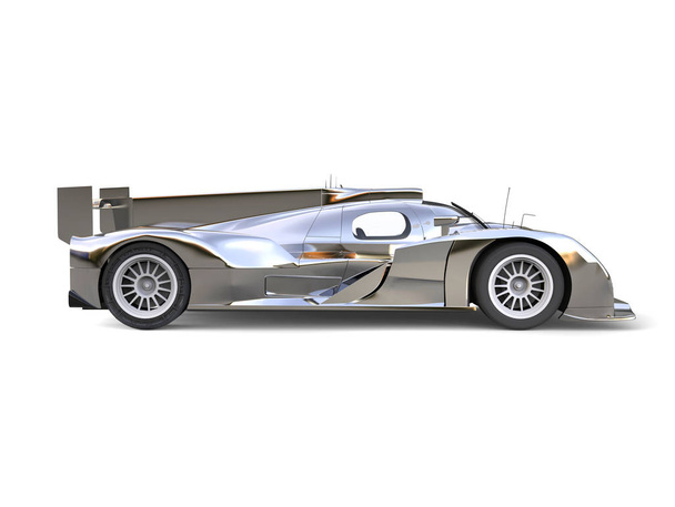 Süper gümüş yarış arabası - yan görünüm - Fotoğraf, Görsel