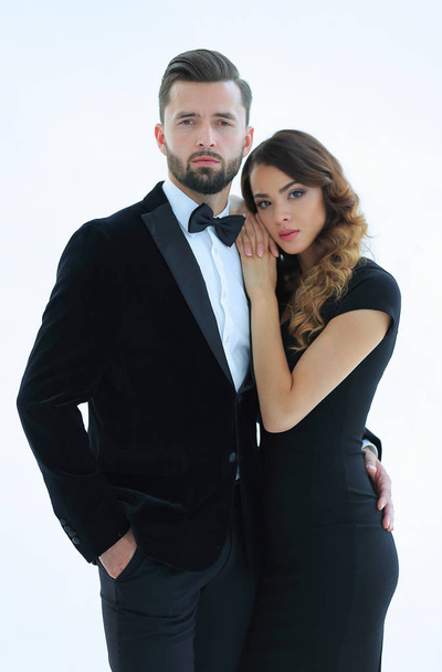 Beautiful elegant couple on dark background - Zdjęcie, obraz