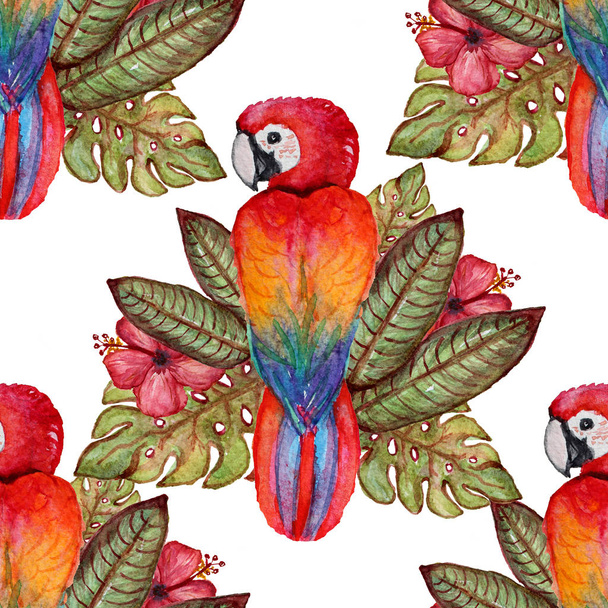 watercolor tropical  seamless pattern - Фото, изображение