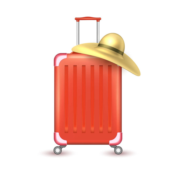 Vector realistic travel suitcase bag vacation - Vektori, kuva