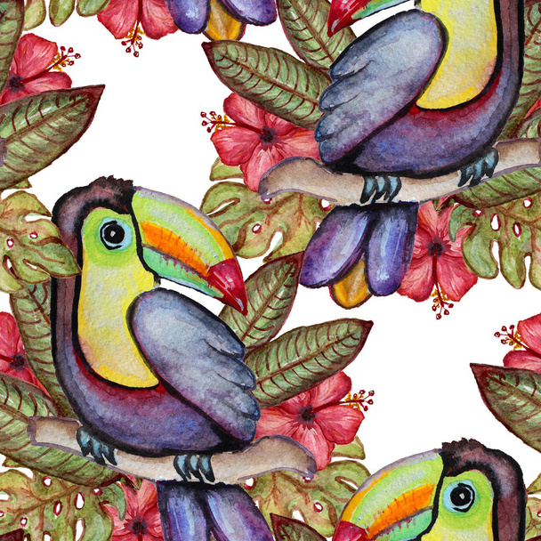 watercolor tropical  seamless pattern - Foto, afbeelding