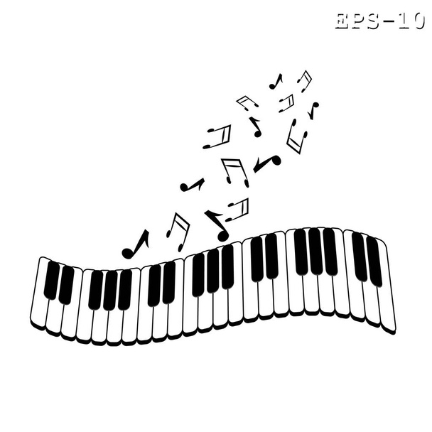 Nota y teclado musical. - Vector, imagen