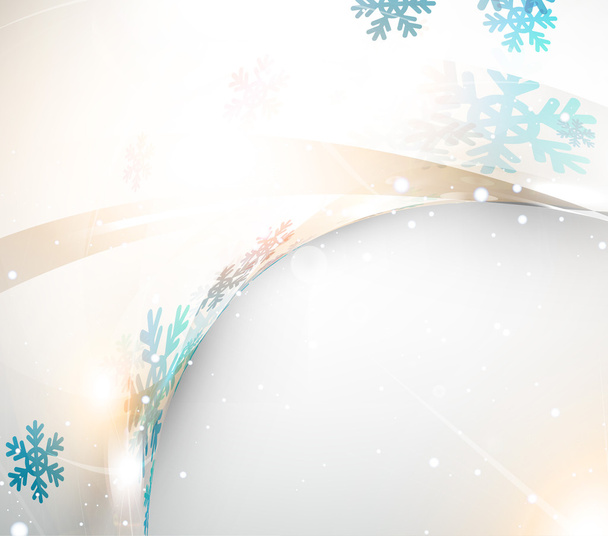 Abstract Christmas card with white snowflakes and lights - ベクター画像